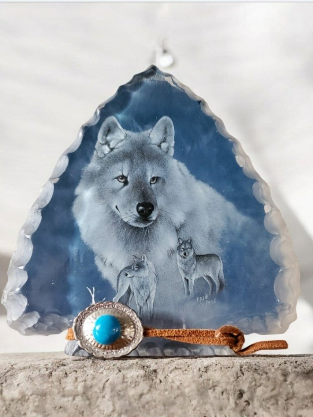 Silver Sentinels Wolf Arrowhead Sculpture Crystal Spirits Collection